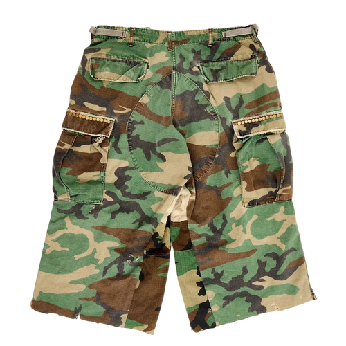 Elongated Cargo Camo Shorts